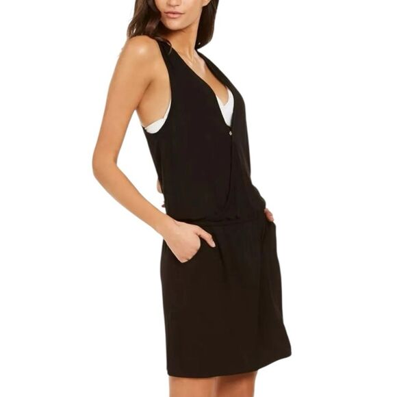NWT Calvin Klein | Surplice Racer-Back Tunic Swim Black S/M - Picture 3 of 10